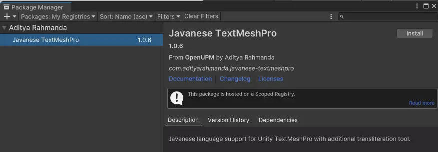 Installation Step 2 - Installing Package